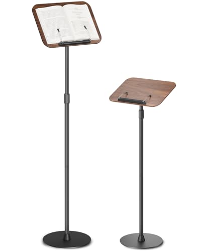 Image of Viozon Floor Book Stand, Height Adjustable Reading Stand, Multi-Purpose Book Holder/Laptop Stand/Music Sheet Stand, 180° Tilt Desktop, Heavy-Duty Base, Two-Stage Page Clips for Thick Books
