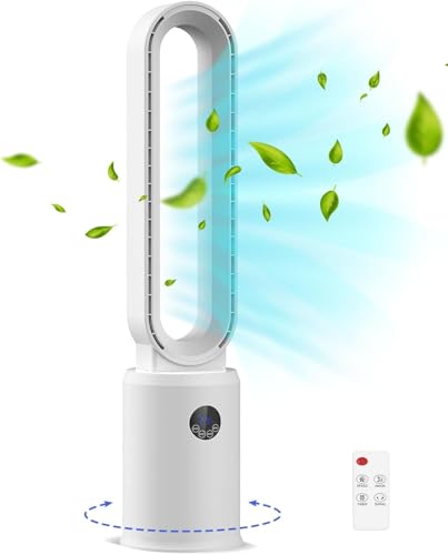 38" Bladeless Fan, Bladeless Tower Fan with Remote, 24 Speeds, 12...