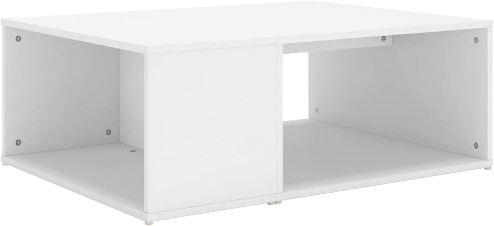 vidaXL White Engineered Wood Coffee Table - Stylish Rectangular Side Sofa Table for Living Room, Bedroom with 2 Shelves, Easy to Assemble - 35.4"x26.4"x13"