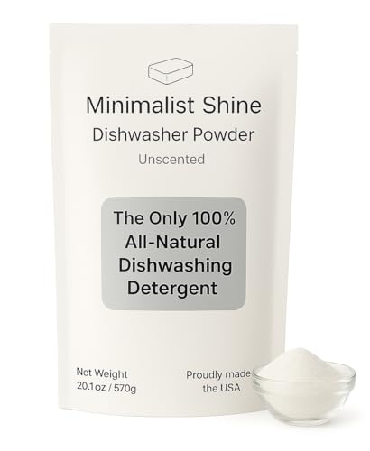 Minimalist Shine Dishwasher Detergent, 100% Plastic-Free Dishwashing Soap, Eco-Friendly, All Natural Sustainable Dishwasher Powder, Cuts Grease and Grime, Non-Toxic and Unscented, 60 Loads