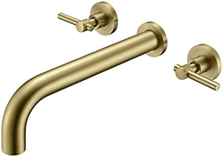 SUMERAIN Bathroom Wall Mounted Tub Filler Faucet Brushed Gold Bathtub Faucet Set with Brass Rough in Valve