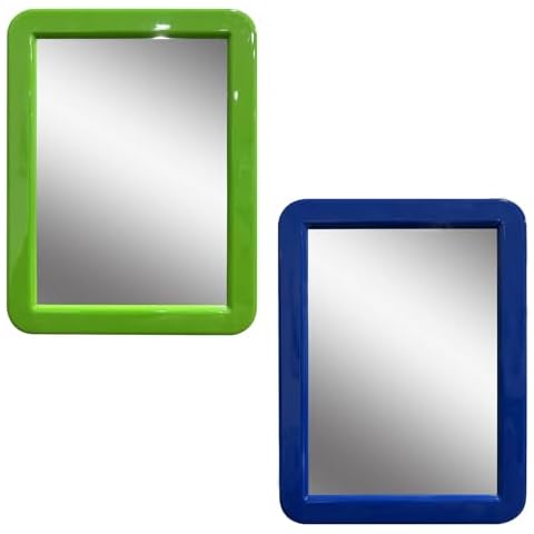 CEREM Magnetic Mirror for Locker, Blue and Green Bundle 5" x 7" - Real Glass Make-up Mirror - Locker Accessory for School, Home, Gym, Office Cover