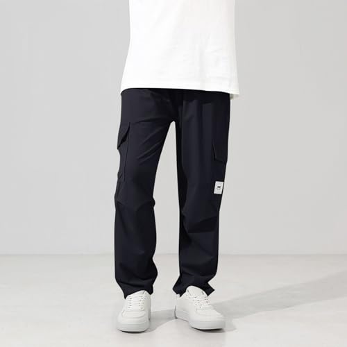 Boys Girls Cargo Pants Elastic Waist Plain Workout Sweatpants with Pockets Baggy Soft Casual Trousers for Kids3