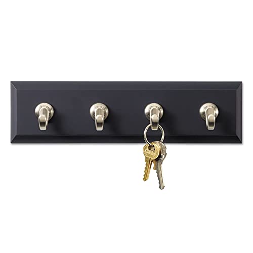 Command 3M Hom18Ses Decorative Key Rail, 8W X 1 1/2D X 2 1/8H, Black/Silver, 4 Hooks/Pack #TOP3
