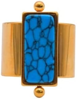 Gold Plated Ring With Elegant Designn For Girls - Gold Blue- 47689