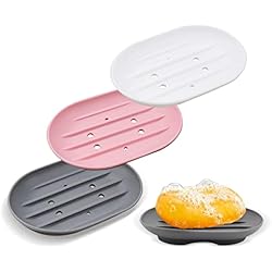 Dispensador De Jabon En Barra 3 Unidades de Silicona jabonera, Caja de jabón portátil de Silicona para Ducha, autodrenaje, dispensador de jabón, Recipiente de jabón, Barra de Almacenamiento para Ducha, Viajes, Senderismo, Escuela