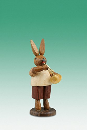 Lapin de Pâques musicien artisanat en bois Erzgebirge 7.5cm