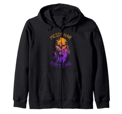Image of Star Wars Chewbacca Messy Hair Don't Care Zip Hoodie