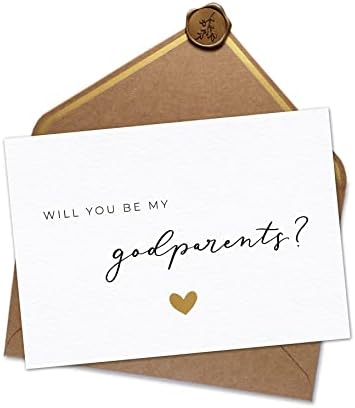 JoliCoon Will you be my godparents card with natural envelope and wax seal - Godparent proposal