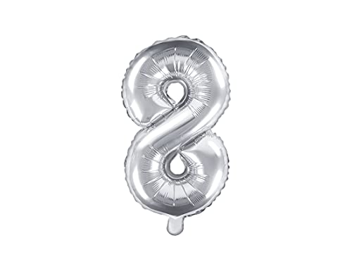 Palloncino Mylar A Forma Di Numero 8 Otto Argento 35 Cm Compleanno Adulto Bambino