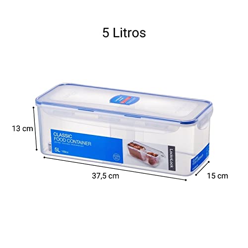 Kit 2 potes hermético multiuso Porta Pão de Forma Pequeno e Grande com divisória Lock&Lock 1900mL +
