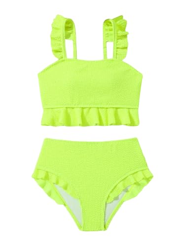 Image of Floerns Girl's 2 Piece Bathing Suit Ruffle Trim Summer Bikini Swimsuit