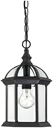 Nuvo Lighting 60/4979 Boxwood Outdoor Hanging Lantern Light Fixture with Clear Beveled Glass, 13.75 x 8-Inches, 100 Watts/120 Volts, Black