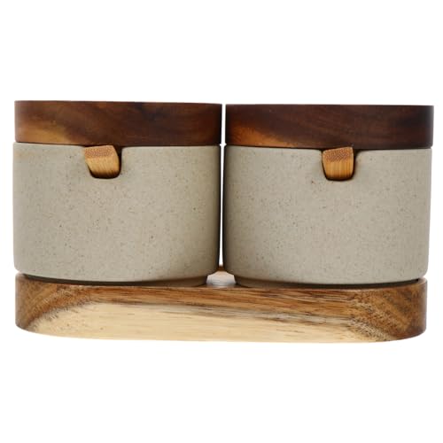 HOLIDYOYO Spice Jar Canister Pot Condiment Containers Seasoning Storage Holder Seasoning Pot with Kitchen Supply Mini Scoops for Jars Seasoning Serving Jar Salt Jars Seasoning Can Wood