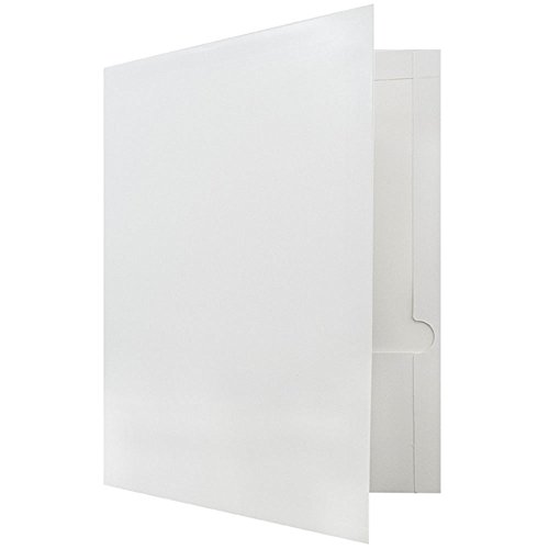 Jam Paper Laminated Two Pocket Glossy School Folders - Letter Size - High Gloss White - Bulk 50/Box #TOP6