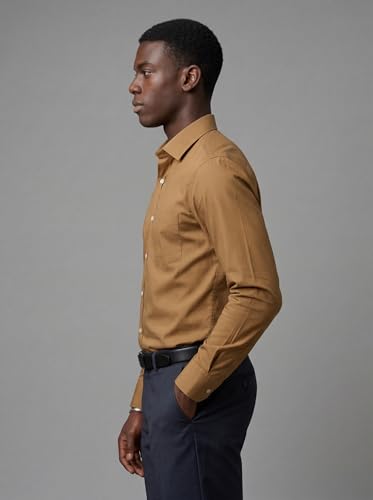 Image of INKAST Men's Cotton Blend Plain Formal Shirt | Full Sleeves Solid Shirts| Straight Regular Fit | Office and Regular Wear