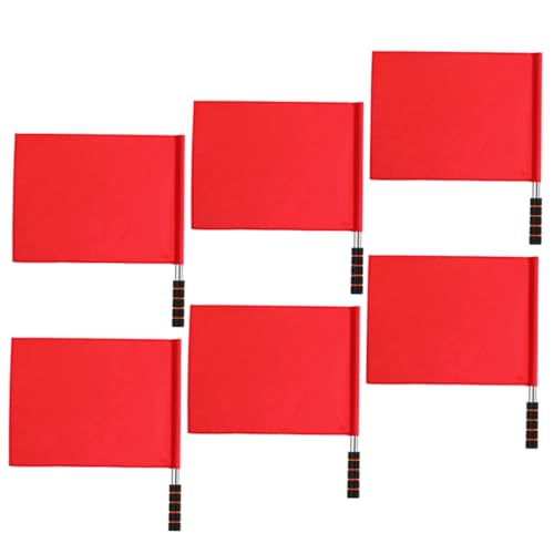 Mikikit Match Referee Flag Set 6pcs Waving Flags for Traffic and Sports Red Signal