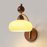 ZLLFHS French Rural Wood Hallway Wall Nordic Glass Bedside Wall Light Mid Century Vintage Farmhouse Wall Mount Lamp Home Decoration Hardwired Lamp for Living Room Bedroom Aisle