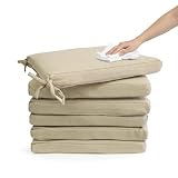 Pack 6 Cojín para silla 45x45x5 cm｜Repelente al agua y fácil de limpiar｜Con cintas de sujeción｜Funda con cremallera desmontable｜Uso interior y exterior｜Ideal para comedor, jardín u oficina