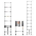 Telescoping Ladder, 10.5ft Stainless Steel Extension Ladder, Anti-Slip Rubber Feet Portable Heavy Duty Ladder 330lbs Max Capacity Lightweight Ladder Multi-Purpose Collapsible Ladder for Outdoor Indoor
