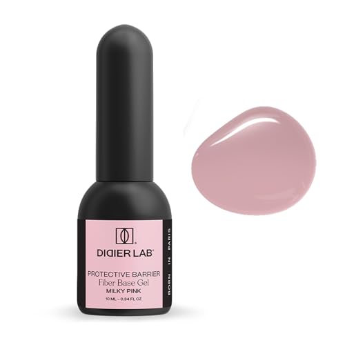 DIDIER LAB - Fiber Base Gel de Uñas Milky Pink - Gel Base Coat para Pintauñas Semipermanentes con Vitaminas y Minerales - Base Coat Semipermanente Fortalecedora para Lámpara LED UV - 10 ml