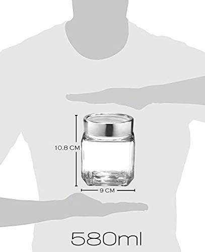 Vency Cube Jar 580ml, Transparent Storage Container Glass Jar for Spices and More (Set Of 12)