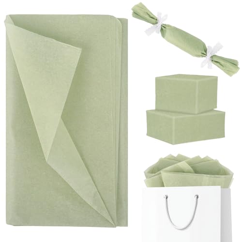 Papel de seda verde salvia, 60 hojas de 50 x 70 cm, color sólido, papel de seda para regalo, caja de regalo, manualidades, embalaje, cumpleaños, boda, baby shower
