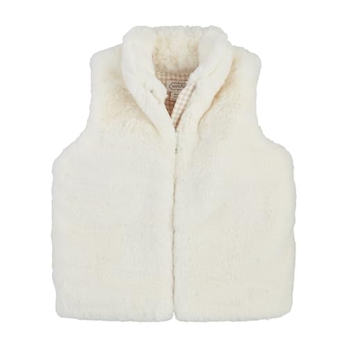 Mud Pie Girls Children Faux Fur Zip Vest-Ivory