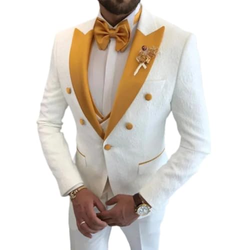 Men's Floral Jacquard Tuxedo Suits Slim Fit 3 Piece Suits Peak Lapel Wedding Suit for Men3