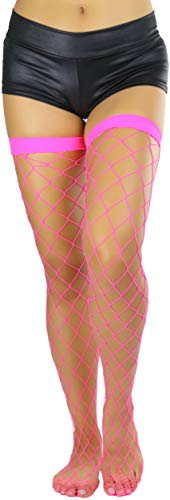 ToBeInStyle Women’s Vibrant Large Net Fishnet Thigh High Elastic Nylon Novelty Stockings4