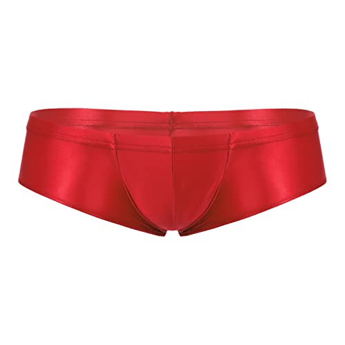 renvena Men's Silky Glossy Bikini Briefs Swim Trunks Stretchy Boxer Shorts Swimwear Bottoms