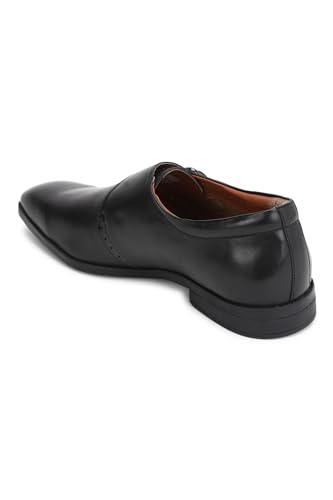 Image of Louis Philippe Men Premium Leather Breathable Lining Material Anti Slip with Heel TPR Sole Formal Monk Shoes