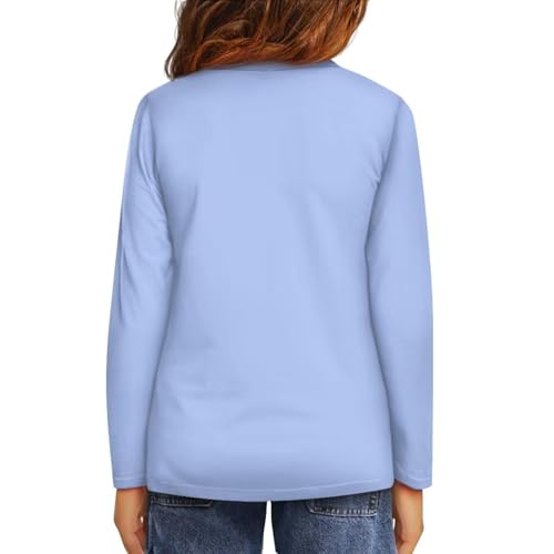 Image of Girls Long Sleeve Shirt with Cute Graphic Casual Pullover Tops 3-16Y
