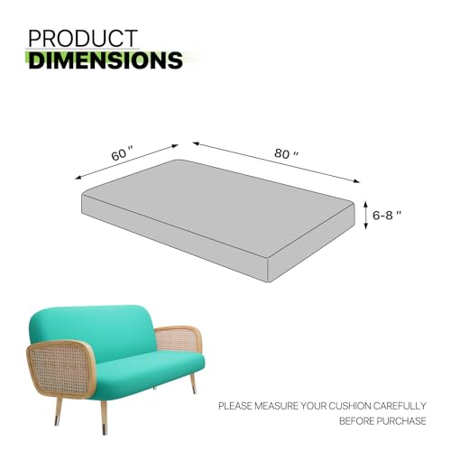 Magshion Futon Cover Stretch Sofa Slipcover Spandex Anti-Slip Soft Couch Sofa Cover, Armless Washable Furniture Protector Queen Size 60"x80"x6" Teal Green