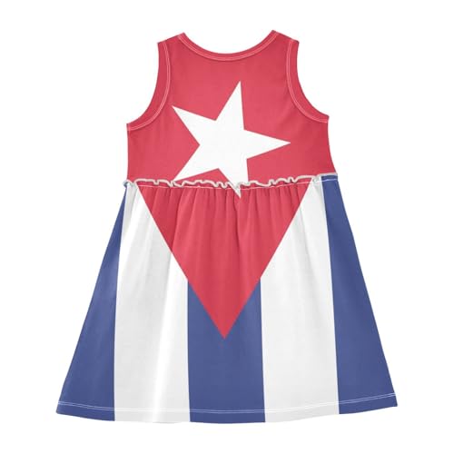 Aflyko Patriot Girls Sleeveless Dress Cuba Flag Adorable Tank Play Sundress 2T-8T2