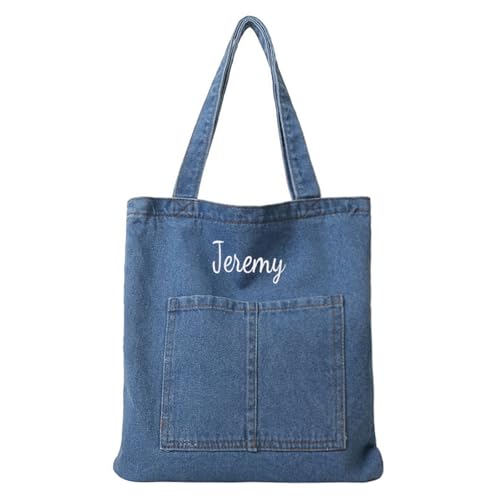 Bolso Tote de mezclilla personalizado para mujer miniatura 1