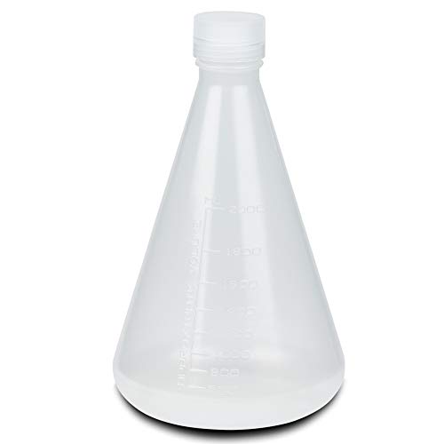 Karter Scientific 237T2 2000Ml Plastic Erlenmeyer Flask With Screw Cap, Polypropylene thumb #1