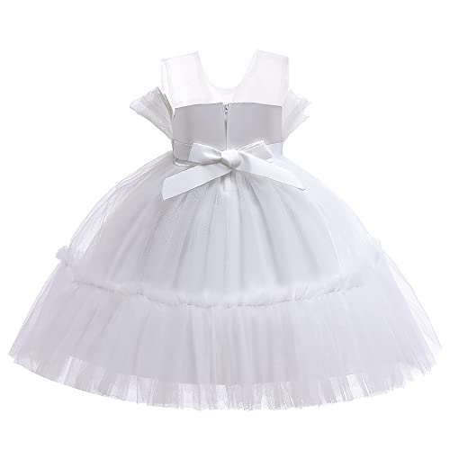 Allcent Backless Flower Girl Dress Little Kids Birthday Prom Pageant Birthday Party Performance Formal Princess Ball Gown Dresses 2T 3T White 100 #TOP2
