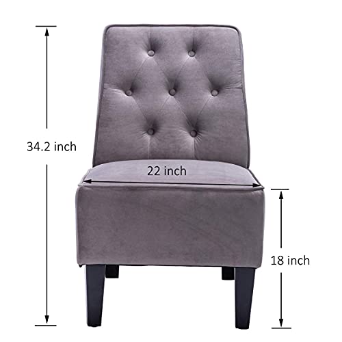 Annjoe Armless Accent Chair, Button Tufted Slipper Chair Side Chair Single Sofa For Dining Room Living Room Bedroom Funiture (One Seat Gray 2) #TOP1