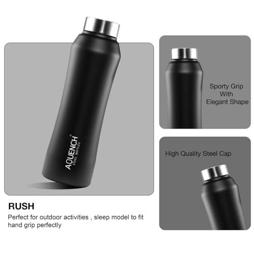 Image of YOUONE Stainless Steel Water Bottle (1 Litre, Set of 1)| Leak Proof Thunder for Fridge Home Office Travel School Kids Boys Girls Adults Sports Gym Yoga (Black)