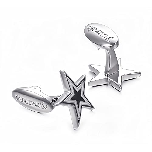 Yoursfs Blue Five Star Cufflinks For Men Stainless Steel Classic Wedding Engagement Cuff Links #TOP4