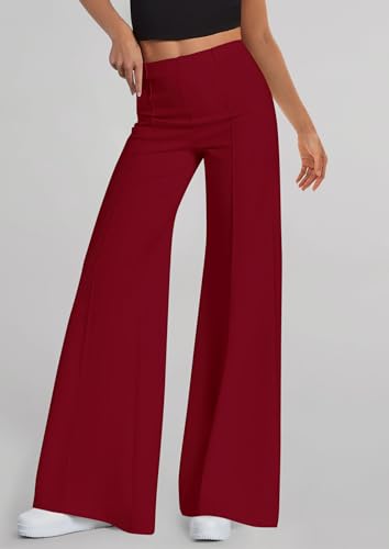 PRETTYGARDEN Women's Wide Leg Palazzo Pants 2025 Dressy Casual Lounge Workout Sweatpants High Waisted Trousers(Wine Red,XX-Large)2