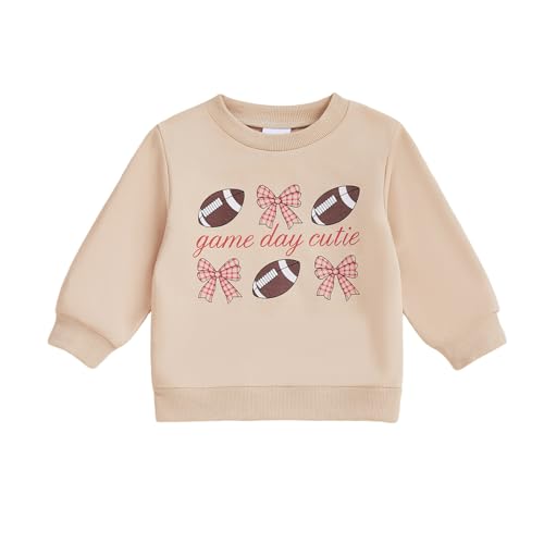 Baby Boys Girls Fall Football Sweatshirt Sunday Funday Rugby Theme Crew Neck Pullover For Infant Toddler Kids