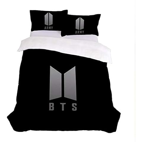 Byqny 3 Piece Bedding, Soft Microfiber Fabric Bed Set Kpop BTS Bedding Set Map Of The Soul Tour Duvet Cover,3D Digital Print Duvet Cover and Pillowcase Warm and Cozy Cover