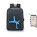 LED-Bildschirm-Rucksack, kann Text-Animation mit App anzeigen, anpassbarer Reise-Laptop-Rucksack, unbegrenztes Design, schwarz