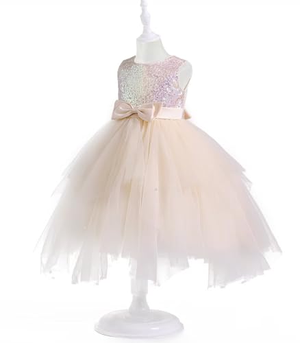 Girls Tutu Sequin Dress Sparkly Tulle Puffy Flower Girl Dress Toddler Girl Dress for Party Wedding Birthday 3-12Y2