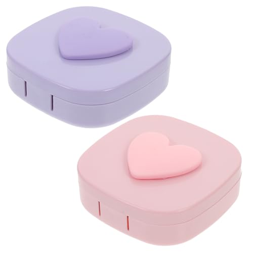 TOVINANNA 2sets Decorative Contact-Lens Case Lens Storage Box Travel Contact-Lens Box for Women Small Lens Organizer Mirror