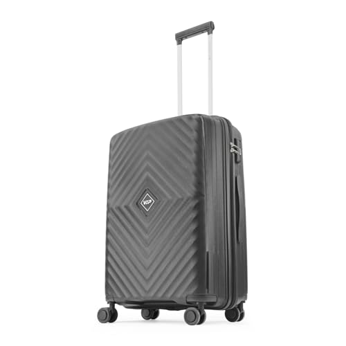 Image of VIP Quad Active 2 Pc Set Cabin 55 Cm (Small) Check-in 66 Cm (Medium) 8 Spinner Wheels Trolley Bags, Hard Case Lightweight Bag with Combination Lock, Tough Suitcase for Travel (Black)