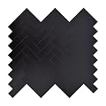 Miscasa 12-Sheet Kitchen Backsplash Peel and Stick Tile, Black Herringbone Aluminum Composite Panel Stick on Wall Tiles, 14.64 sq.ft