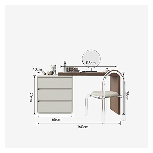 Bedroom Dressing Table Storage Cabinet Combination One Makeup Table Makeup Mirror Makeup Chair Set Removable Telescopic Mobile Cabinet (Color : Back Chair, Size : 160Cm) #TOP1